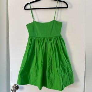 Zara Ribbed Babydoll Dress in Bright Green